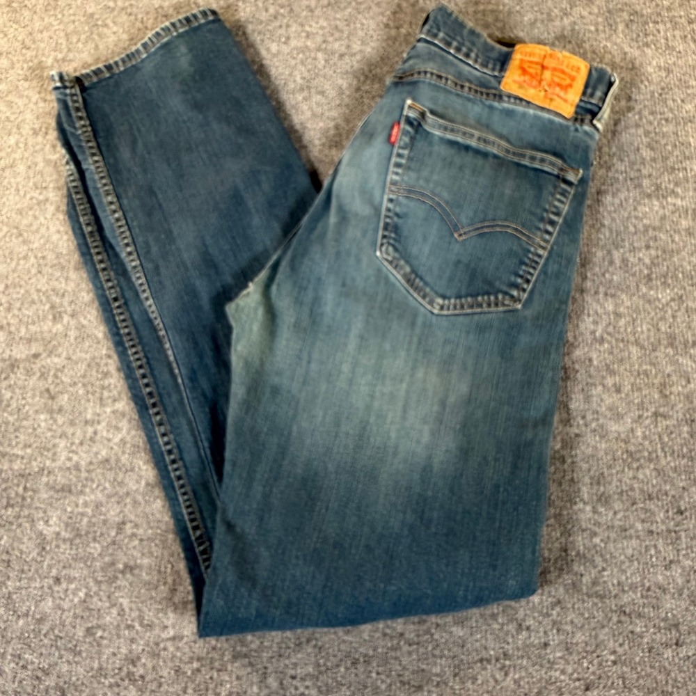 Levis 505 Regular Fit Jeans Mens 36x36 Blue Medium Wash Straight Leg Denim #3938